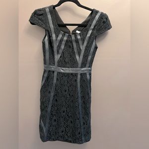 Pink Stitch XS black lace dress with leather trim